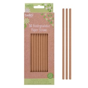 BELLO 50-Pack Biodegradable Kraft Paper Straws