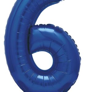 Blue 76 cm Giant Standing Foil Number 6 Balloon - Unique Party