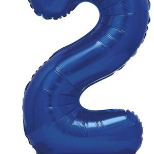 Blue Giant Standing Foil Number 2 Balloon - 76 cm - Unique Party