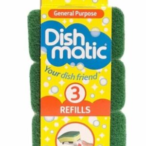 Dishmatic All-Purpose Green Sponge Refills, Pack of 3