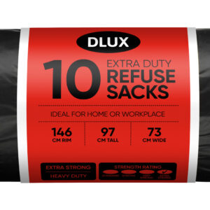 DLUX Super Heavy Duty Trash Bags / Bin Liners, Pack of 10