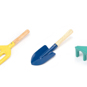 It looks like you're referring to a set of metal gardening tools. This particular set seems to include three pieces: a trowel, a fork, and a rake, each measuring 20 cm. The...
