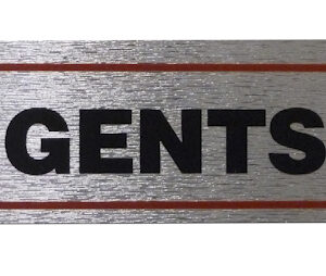 SELF-ADHESIVE 'GENTS' SIGN IN HIGH BRUSHED METALLIC FINISH, 17 X 4 CM