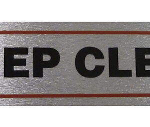 Self-Adhesive 'Keep Clear' Sign with High Brushed Metallic Finish, 17 x 4 cm