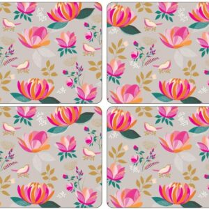 Set of 4 Sara Miller Grey Peony Flower Placemats