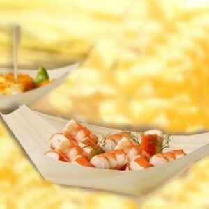 Set of 50 Wooden Boat Bowls, 25cm x 10cm