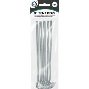 Set of 6 Tent Pegs, 9 Inches Each