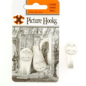 SHAW X Large White Hard Wall Picture Hooks, Pack of 3