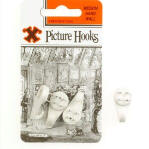 Shaw X Medium White Hard Wall Picture Hooks, Pack of 3