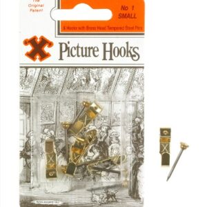 SHAW X SMALL / NUMBER 1 BRASS-PLATED PICTURE HOOKS, PACK OF 5