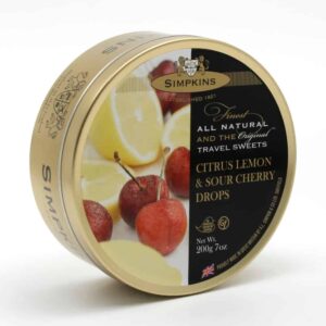 Simpkins Travel Sweets Tin - Citrus Lemon & Sour Cherry 200g