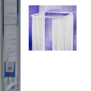 Square Corner Shower Rod in White Aluminum