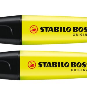 STABILO BOSS ORIGINAL YELLOW HIGHLIGHTER, PACK OF 2