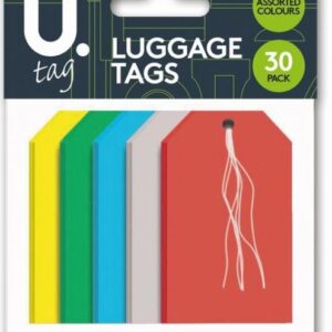 The product you are referring to is a pack of 30 paper luggage tags in assorted colors, designed for use on holiday suitcases. These tags are likely used to help identify your...