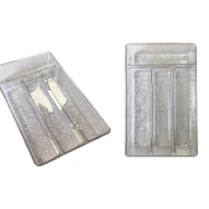 The product you're referring to is a transparent plastic cutlery drawer organizer tray, measuring 29 x 17.5 cm. It appears to be identified with the code 7819 and might be...