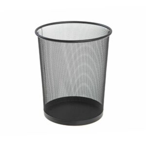 This is a description of a metal mesh waste paper office bin with dimensions of 24 x 34 cm. It is available in assorted colors and has a product code of 0030. The mention of...