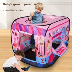 Deluxe Pink Ice Cream Truck Pop-Up Tent - Foldable & Portable Playhouse for Youngsters, Perfect for Indoor/Outdoor Fun, Ideal Birthday or Christmas Gift for Boys & Girls