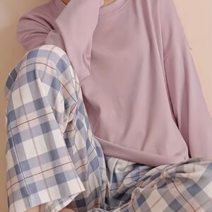 Spring and Autumn Casual Long Sleeve Pajama Set, Comfortable Home Wear Set, Plaid Pajama Set