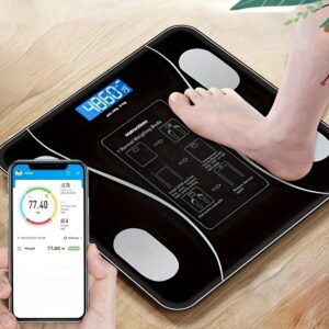 UAEIUI Smart Digital Bathroom Scale, Battery-Powered, Wireless, Non-Rechargeable, with Body Fat Monitoring for Home Use, for Women, Men