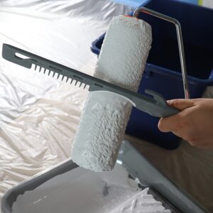 1pc Multi-Functional Paint Mixer Stir Stick with Glove Hook, Plastic Roller Scraper for Latex and Water-Based Paints, Versatile Paint Stirring Tool for Various Paint Types