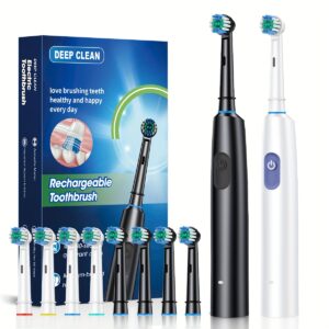 Rechargeable Automatic Smart Toothbrush for Adults - 5 Cleaning Modes, 8 Replacement Heads, USB Charging, 600mAh Lithium Battery, Ideal for Home & Travel, Perfect Gift for Students, Men, Women, Couples - Black