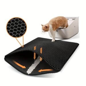Honeycomb Double Layer Cat Litter Trapping Mat, Non-slip Washable Cat Cleaning Mat For Pet Toilet Kennel Litter Box