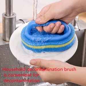 1pc, Sponge Cleaning Brush With Handle, Bathroom Bath And Tile Scrub Brush, Kitchen Cleaning Sponge Wipe, Dishwashing Sponge Brush, Pot Brush, Durable Cleaning Sponge, Power Decontamination, Cleaning Supplies, Back To School Supplies