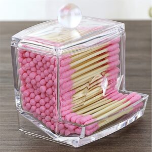 1pc Cotton Swab Holder Cotton Ball Dispenser Organizer Clear Bathroom Storage Containers