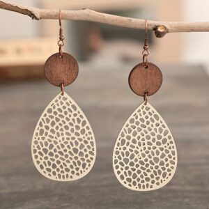 Vintage Hollow Leaf Shape PU Leather Earrings Jewelry Gift For Party Vacation Decor Accessories Fall Winter Ear Ornaments