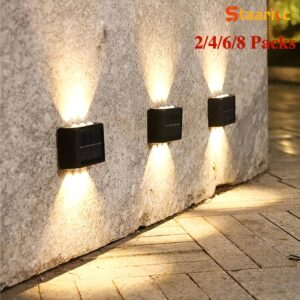 Staaricc 8/6/4/2pcs Solar Wall Light, Outdoor 6 LED Deck Lights, Wall Light, for Courtyard, Street, Fence, Garage, Garden Perfect Decoration