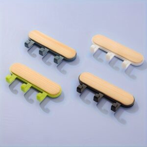 1 Modern No-Drill Wall Hook - Self-Adhesive, Wood Finish, Space-Saving Storage Organizer for Kitchen Utensils, Coats, Hats - Durable Composite Wood, Easy Installation for Doors, Windows, Walls, Kitchen Organizers And Storage, Utility Hooks