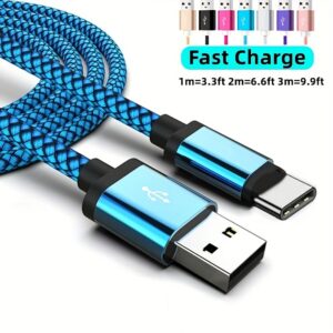Durable Nylon USB C Charging & Data Cable - High-Speed Charging, Superfast Sync - Universal for Samsung, Xiaomi, vivo, oppo, Redmi & More