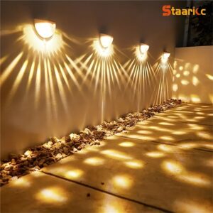 Staaricc 2/4/6pcs Solar fence lights, solar deck lights, solar wall lights, solar wall-mounted lights, outdoor fence deck garden garage ladder lighting, IPX4