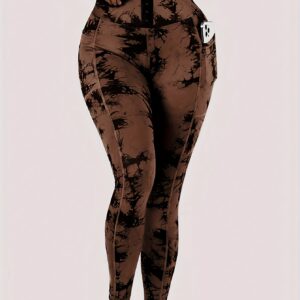 High Waist Tie Dye Tummy Control Leggings, Women's Activewear Wide Waistband Fitness Gym Sports Yoga Workout Running Butt Lifting Tight Pants