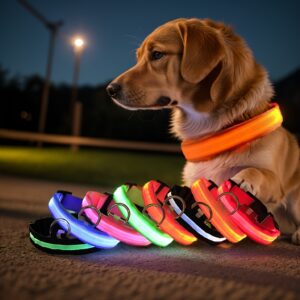 Glowing LED Pet Collar, Battery Powered, Polyester Reflective Dog Walking Necklace, Safe Voltage ≤36V, Nighttime Visibility Safety Accessory