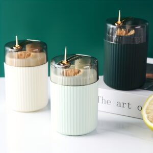 1pc, Toothpick Box, Light Luxury Creative Storage Toothpick Box, Creative Design Swab Jar, Automatic Release Press-type Plastic Toothpick Box, Dental Floss Box, Home Accessories