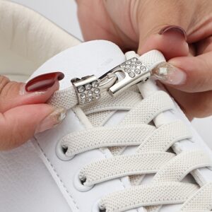 1 Pair Diamond Cross Lock Elastic No-Tie Shoe Laces, Acetate Material, Easy Access for Sneakers and Lazy Shoes