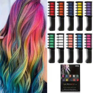 10 Color Hair Chalk for Girls Makeup Kit Hair Chalk Comb Temporary Washable Hair Color Dye for Birthday Halloween Christmas Gifts Toys for Girls