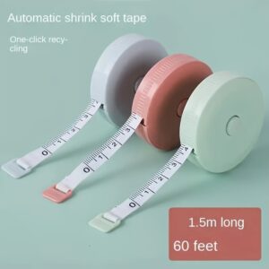 1pc 60-inch Retractable Mini Soft Tape Measure - Double-Sided Portable Sewing Tape with One-Click Recyclable Clasp, & Battery-Free for Tailoring, Knitting Crafts, Body & Fabric Measurement