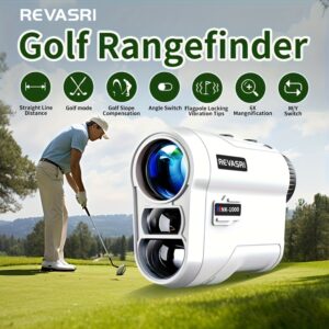 REVASRI Golf Rangefinder with Slope & Pin Lock Vibration - 914.4meter Laser Range Finder, External Slope Switch (Tournament Legal), Rechargeable Battery, Flag Lock, Straight-Line Distance Measurement for Golfers & Beginners