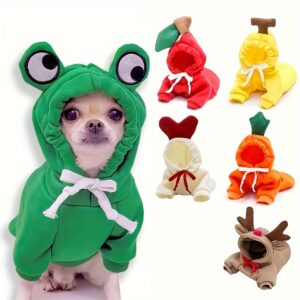 1pc Cute Fruit Design Dog Hoodie - Winter Warm Fleece Pet Clothes For Dogs