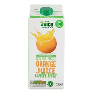 100% Pure Pressed Orange Juice with Bits