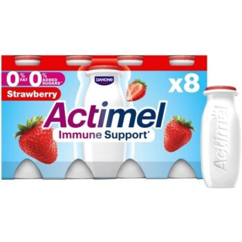 Actimel Fat Free Strawberry Yogurt Drink (8 x 100g)