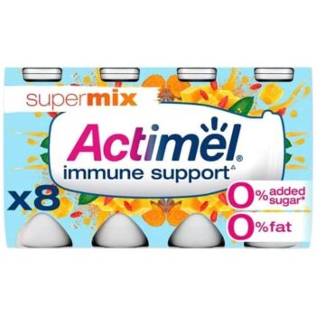 Actimel Supermix Mango Goji Berry Turmeric 0% Added Sugar Fat Free Cultured Yogurt Drink