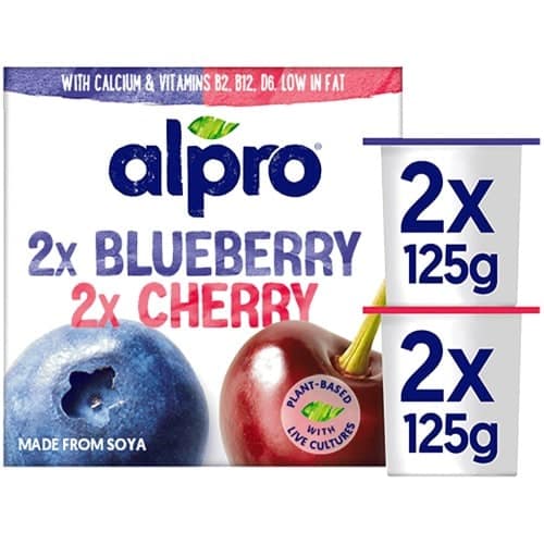 Alpro Blueberry & Cherry Yoghurt Alternative Soya & Red Fruit Mix (4 x 125g)