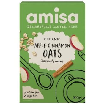 Amisa Organic Gluten Free Pure Porridge Oats Apple & Cinnamon Spice (300g)