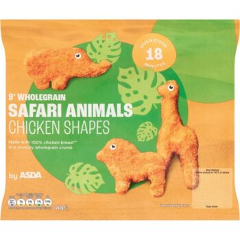 ASDA 9 Wholegrain Safari Animal Chicken Shapes