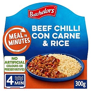 Batchelors Meals in Minutes Beef Chilli Con Carne & Rice Microwave Ready Meal (300g)