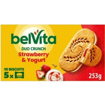 Belvita Breakfast Biscuits Duo Crunch Strawberry & Live Yogurt Multipack (5 x 50.6g)
