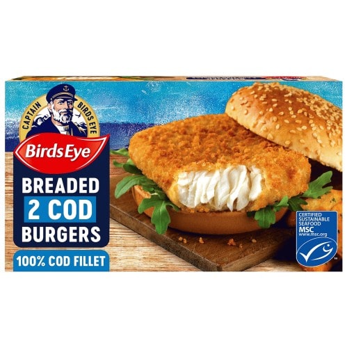Birds Eye 2 Breaded Cod Fish Burgers